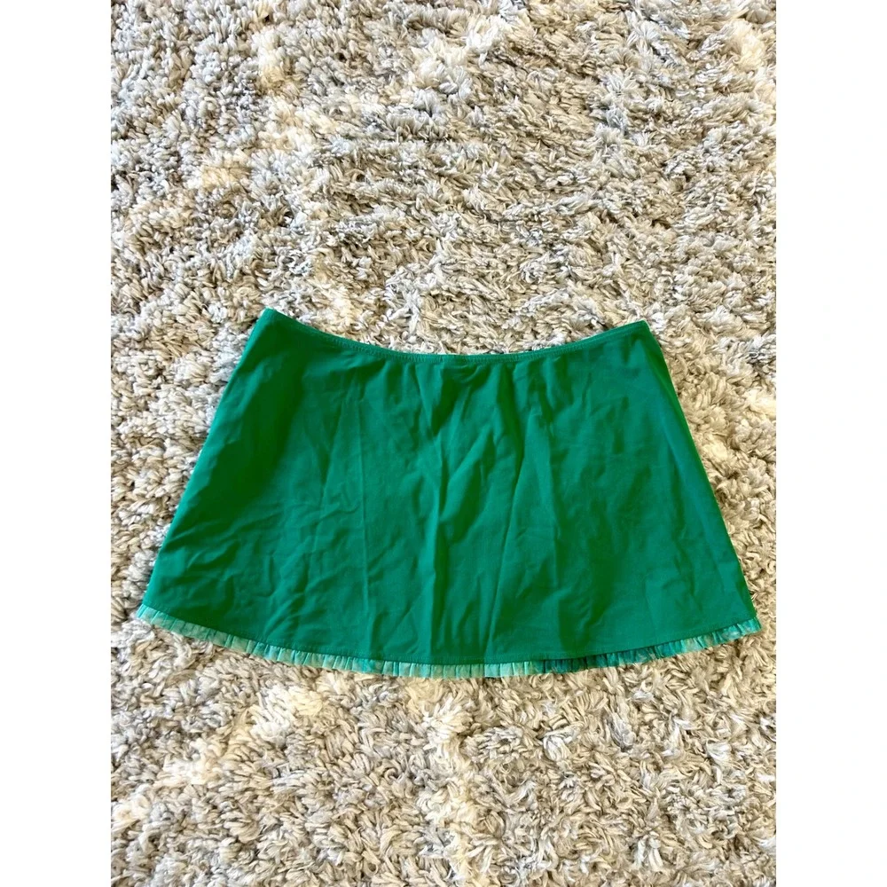 Karla Colletto Basics Ruffle V-neck One Piece & Skirt in Lichen Green‎ sz 12